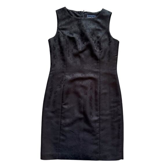 Laura Scott Sheath Dress Women Sz 10  Black Jacquard Floral Whimsigoth 90s Y2K - Picture 1 of 10